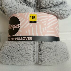 Bobbie Brooks Gray Sherpa 1/4 Zip Pullover Sweater